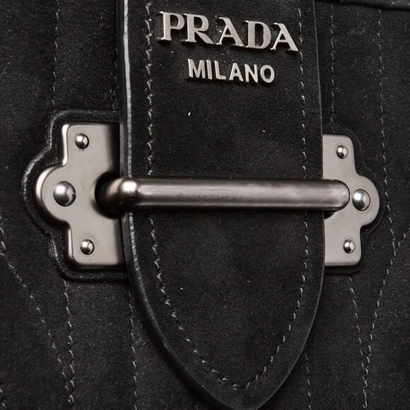 Prada Black Quilted Suede Cahier Bag 1BH018 - Picture 6 of 11